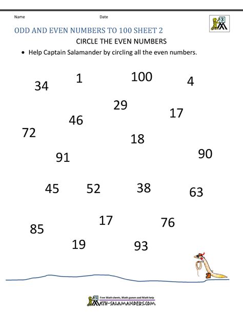 odd even numbers grade 2.